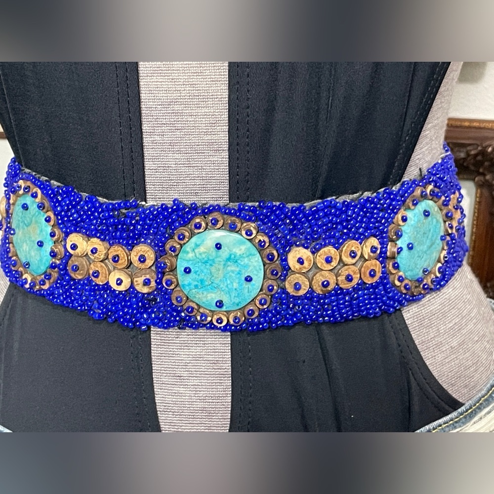 Vintage 80s Beaded Belt